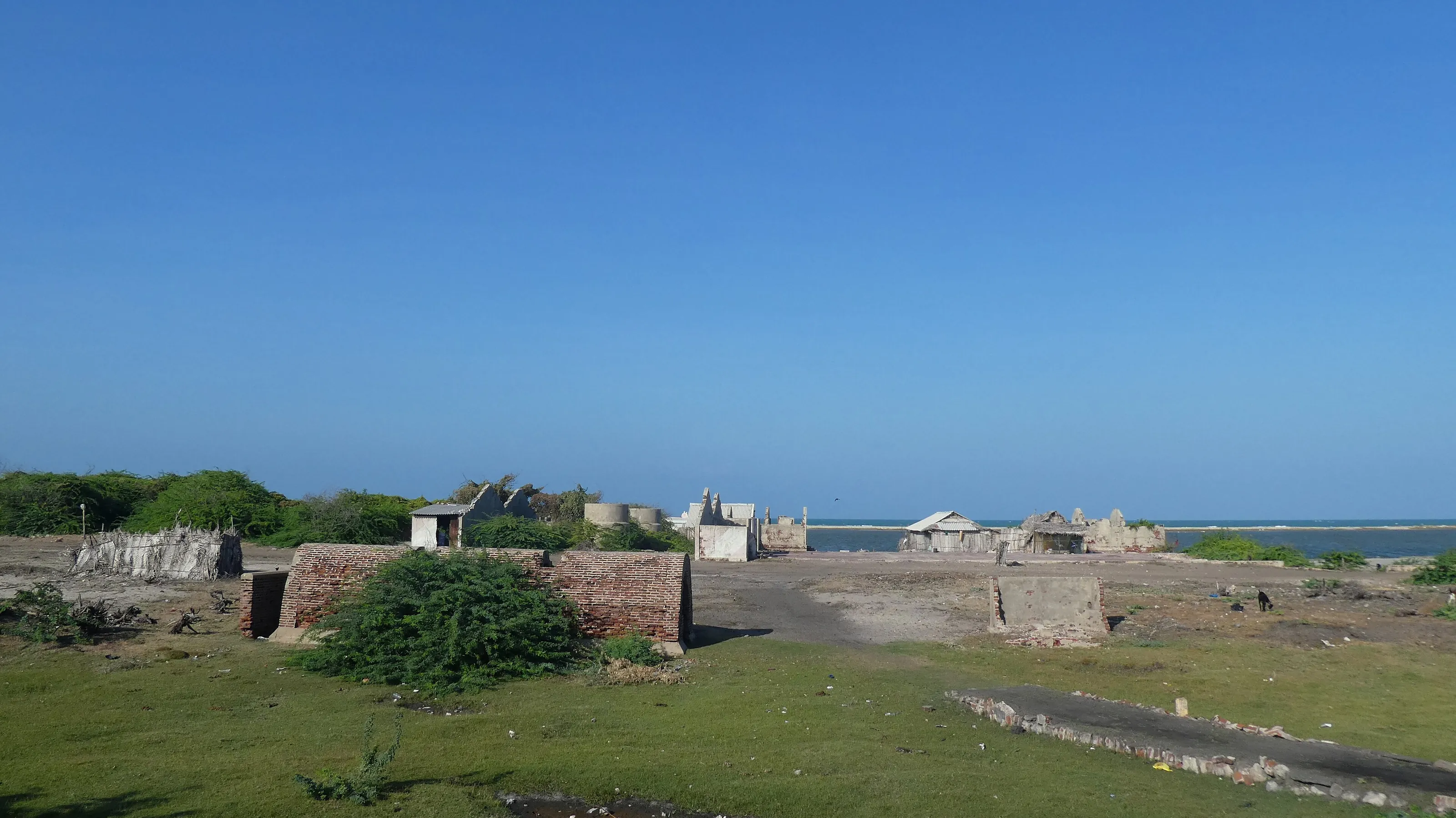 The ruined buildings of Dhanushkodi, abandoned after the 1964 cyclone