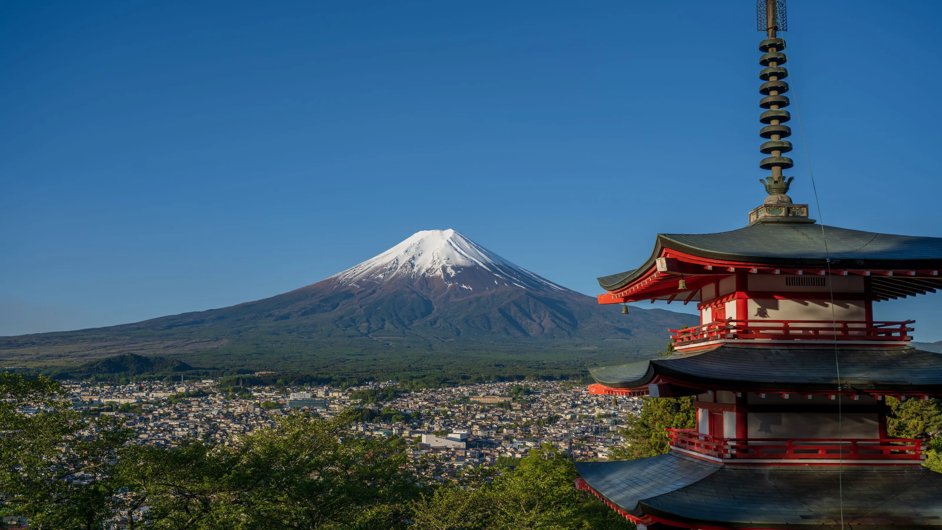 Mount Fuji behind the Chureito Pagoda, Fujiyoshida