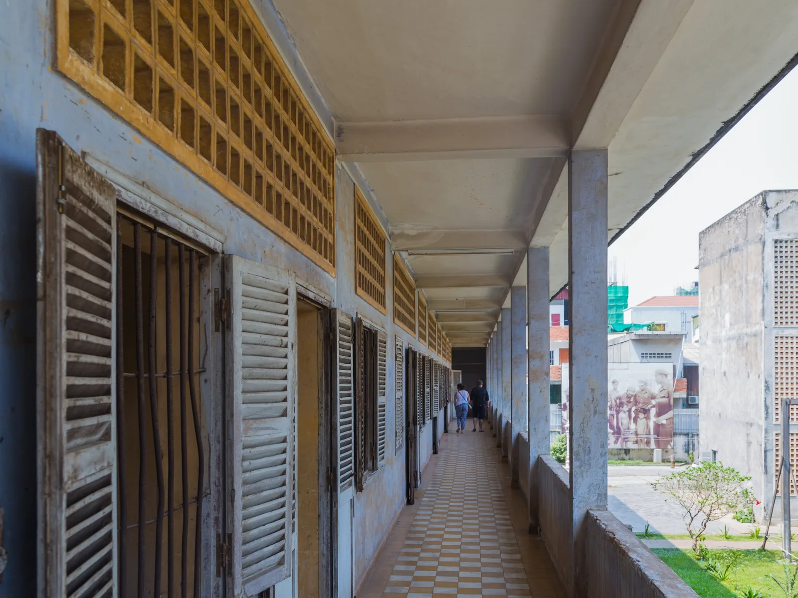 Corridor in building A. Tuol Sleng Genocide Museum. Phnom Penh, Cambodia