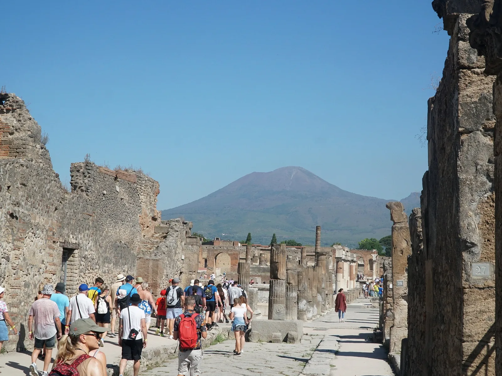 Forum in Pompeii, Vesuvius in the background